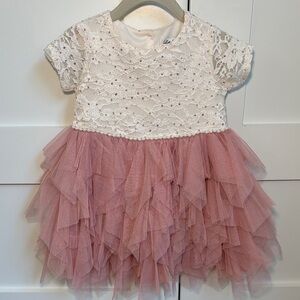 Lace and Tulle Pink Kids Dress